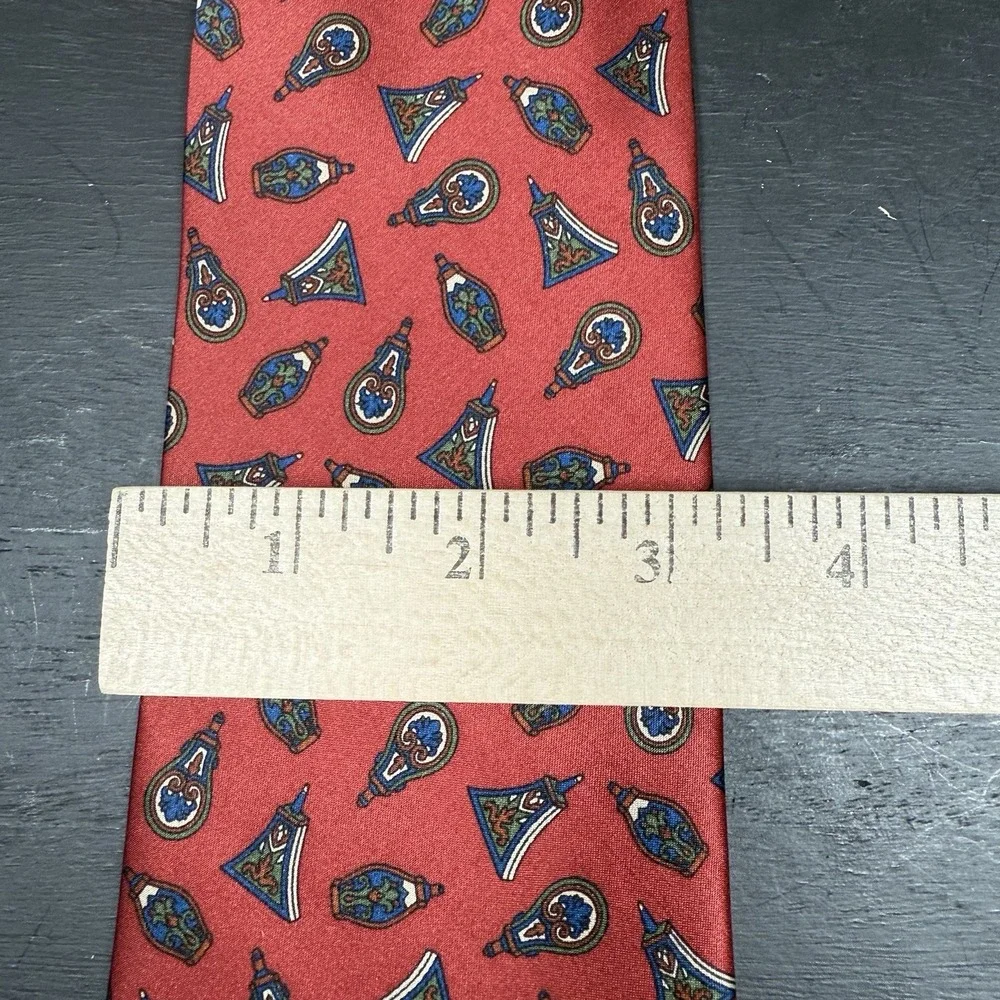 Vintage Christian Dior Monsieur Silk Tie Red Paisley Victorian‎ Embroidered